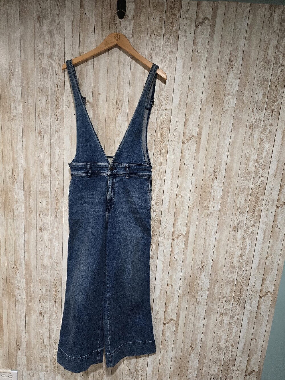 Free People Blue Denim A Line Flare Overalls Women's Size 4